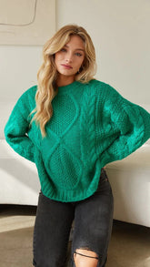 Green Cable Knit Sweater