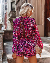 Fuchsia Floral Long Sleeves Rompers