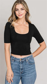Black Knit Crop Top