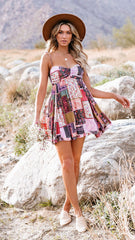 Color Block Backless Slip Dress