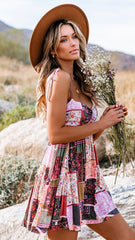 Color Block Backless Slip Dress