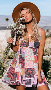 Color Block Backless Slip Dress