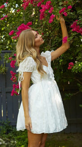 White Textured Babydoll Mini Dress