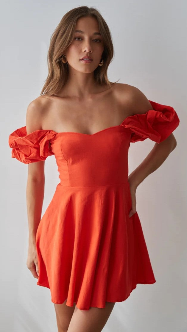 orange off the shoulder mini dress Orange Floral Off Shoulder Mini Dress Groovy Mimi