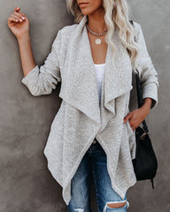 Light Grey Open Front Drape Cardigan