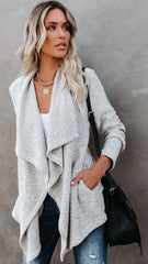 Light Grey Open Front Drape Cardigan