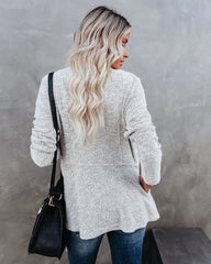 Light Grey Open Front Drape Cardigan