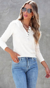 Cream Ribbed Knit Top