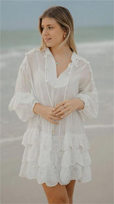 White Tiered Mini Dress