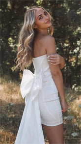 White Back Bow Mini Dress