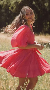 Hot Pink Belted Mini Dress