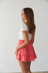 Coral Ruffle Mini Skirt