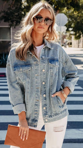 Light Blue Denim Button Down Jacket