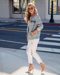 Light Blue Denim Button Down Jacket