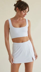 White Scoop Neckline Tank Crop Top