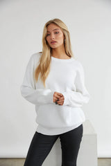 White Neat Solid Sweatshirt
