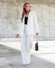 Ivory Solid Notched Lapel Blazer