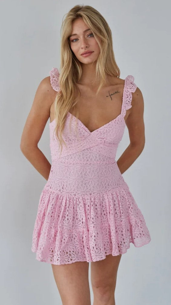 Blush Crochet Lace Mini Dress Groovy Mimi Blush Crochet Lace Mini Dress Groovy Mimi