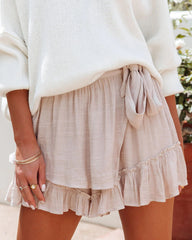 Taupe Waist Tie Mini Skort