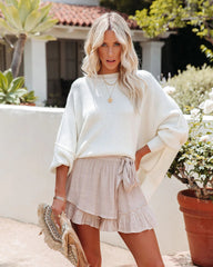 Beige Waist Tie Mini Skort
