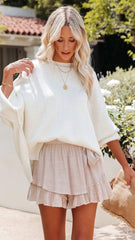 Taupe Waist Tie Mini Skort