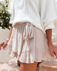 Taupe Waist Tie Mini Skort