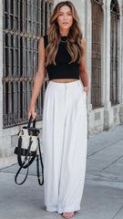 White Wide Leg Pants