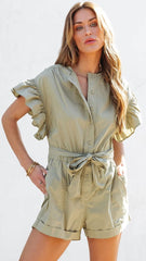 Green Button Down Rompers