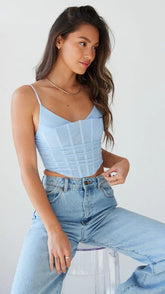 Blue Cami Crop Top