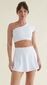 White One Shoulder Crop Top