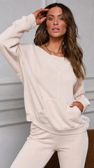 Sand Cotten Blend Sweatshirt