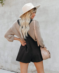 Black Pockets Linen Rompers