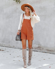 Rust Pockets Linen Rompers