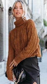 Camel Cable Knit Sweater