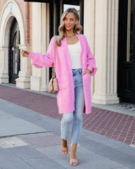 Pink Open Front Cardigan
