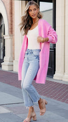 Pink Open Front Cardigan