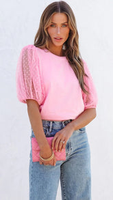 Blush Tulle Sleeves Tee