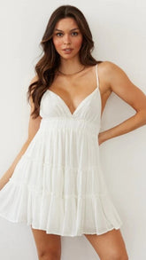 White Tiered Babydoll Mini Dress