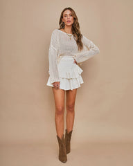 White Tiered Mini Skirt