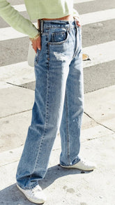 Blue High Rise Baggy Jeans