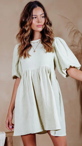 Light Green Pleated Mini Dress