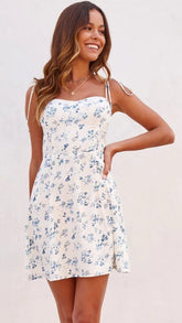 Blue Floral Slip Mini Dress