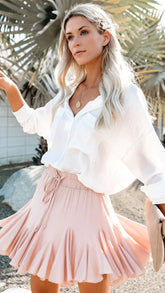 Blush Pleated Mini Skirt