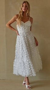 White Butterfly Slip Midi Dress