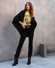 Black Batwing Open Front Cardigan