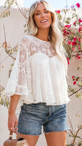 Cream Crochet Lace Top