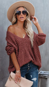 Brown Relaxed Knit Sweater