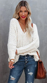 Cream Relaxed Knit Sweater