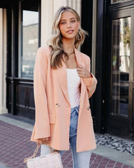 Peach Solid Notched Lapel Blazer