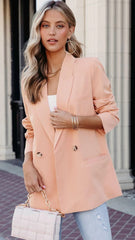 Peach Solid Notched Lapel Blazer